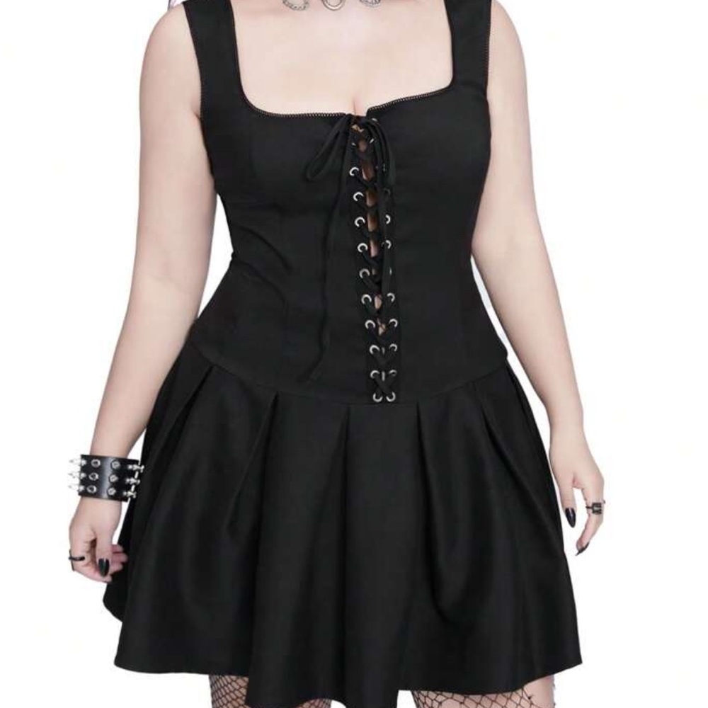 Elegant Black Lace-Up Dress